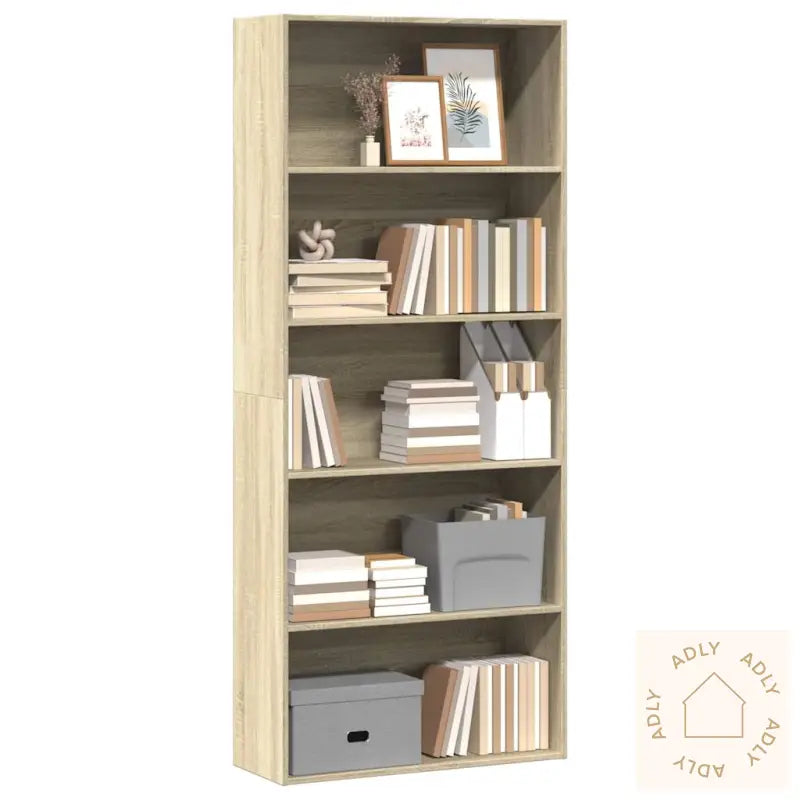 Bokhylle Sonoma Eik 80X30X189 Cm Konstruert Tre