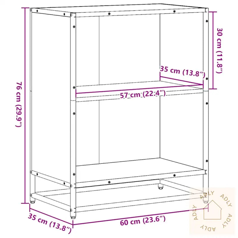 Bokhylle Sonoma Eik 60X35X76 Cm Konstruert Tre