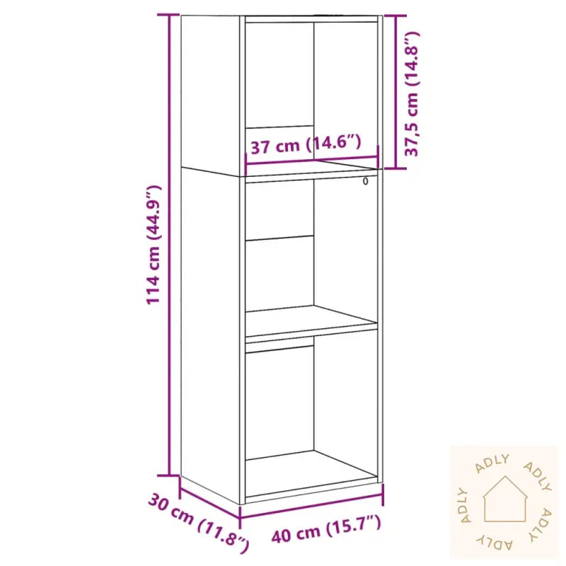 Bokhylle Sonoma Eik 40X30X114 Cm Konstruert Tre