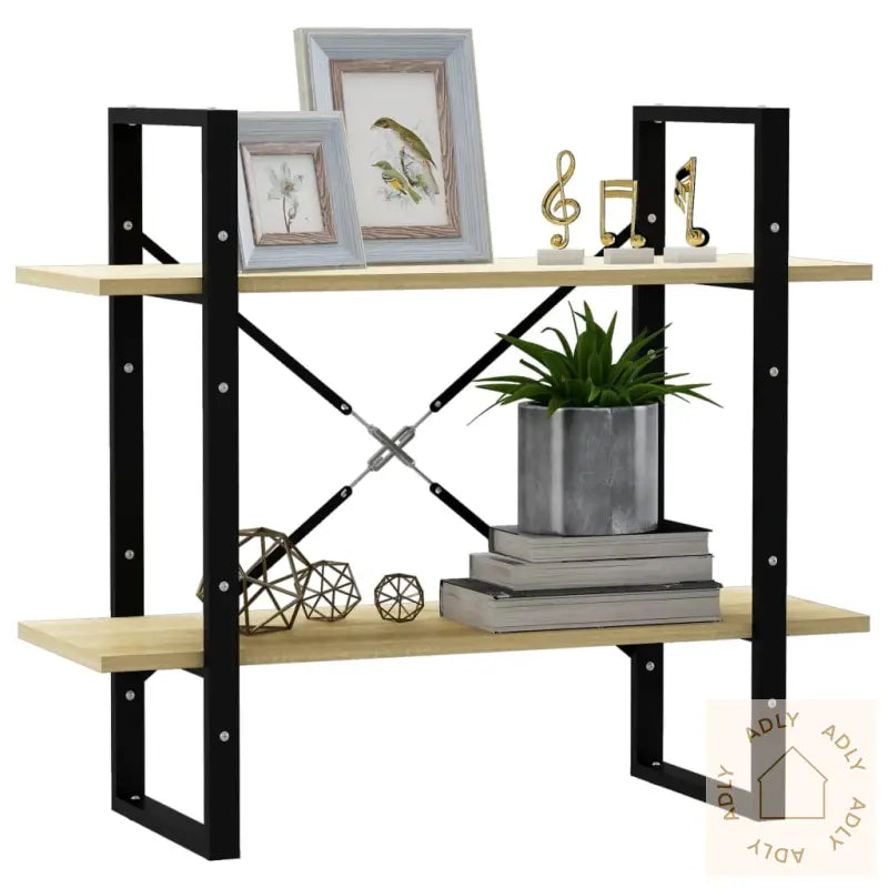 Bokhylle 2 Nivåer Sonoma Eik 80X30X70 Cm Konstruert Tre