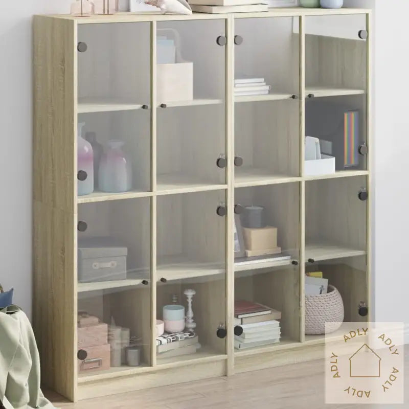 Bokhylle Med Dører Sonoma Eik 136X37X142 Cm Konstruert Tre