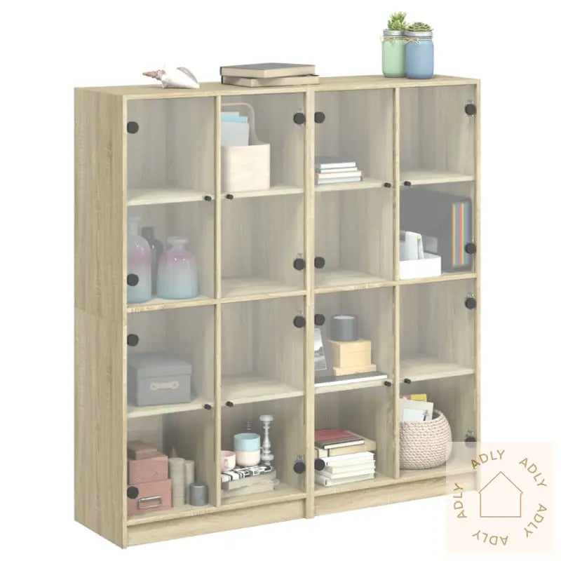 Bokhylle Med Dører Sonoma Eik 136X37X142 Cm Konstruert Tre