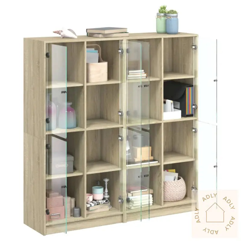 Bokhylle Med Dører Sonoma Eik 136X37X142 Cm Konstruert Tre