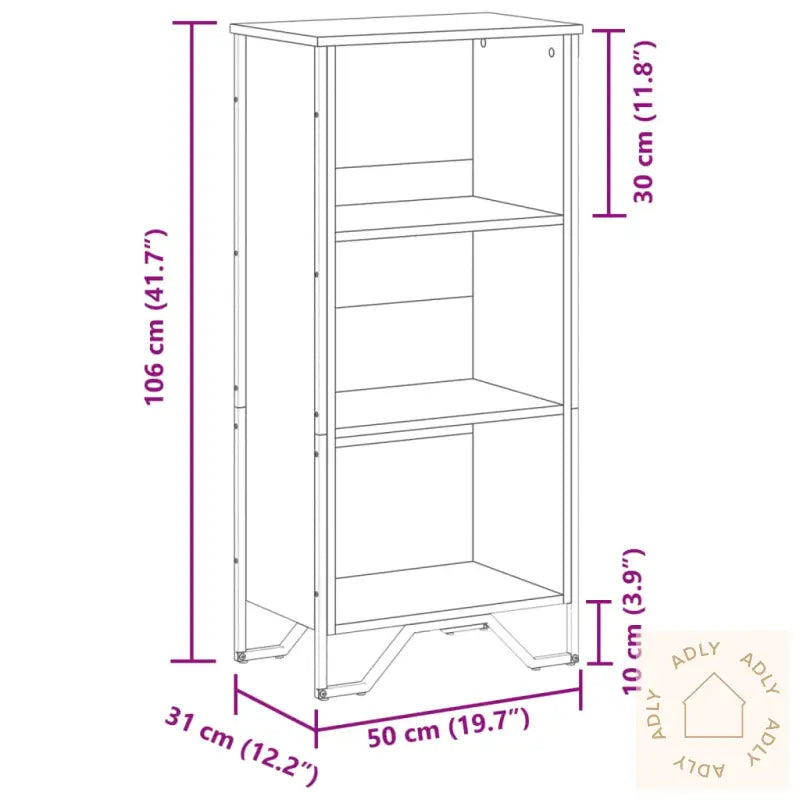 Bokhylle Sonoma Eik 50X31X106 Cm Konstruert Tre