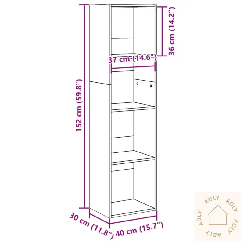 Bokhylle Sonoma Eik 40X30X152 Cm Konstruert Tre