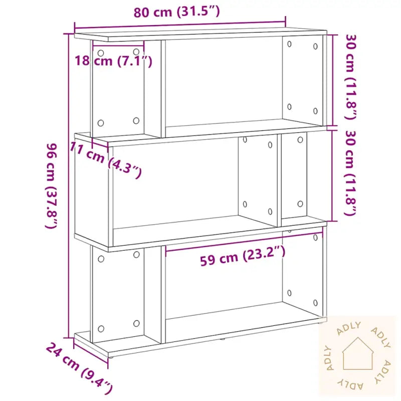 Bokhylle Svart Eik 80X24X96 Cm Konstruert Tre