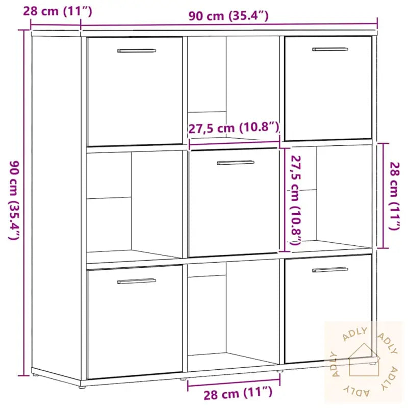 Bokhylle Svart Eik 90X28X90 Cm Konstruert Tre