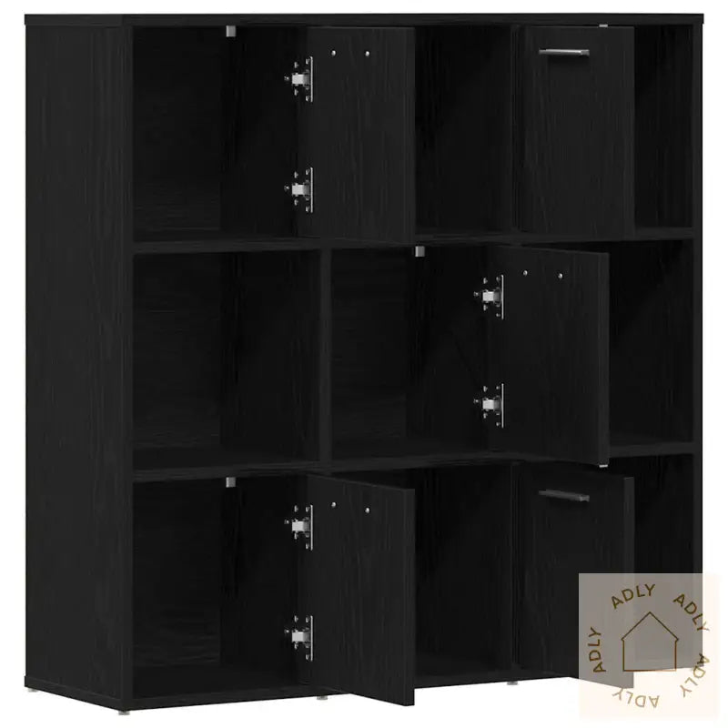 Bokhylle Svart Eik 90X28X90 Cm Konstruert Tre