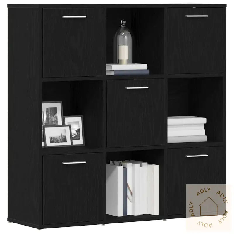 Bokhylle Svart Eik 90X28X90 Cm Konstruert Tre