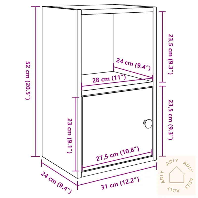 Bokhylle Svart Eik 31X24X52 Cm Konstruert Tre