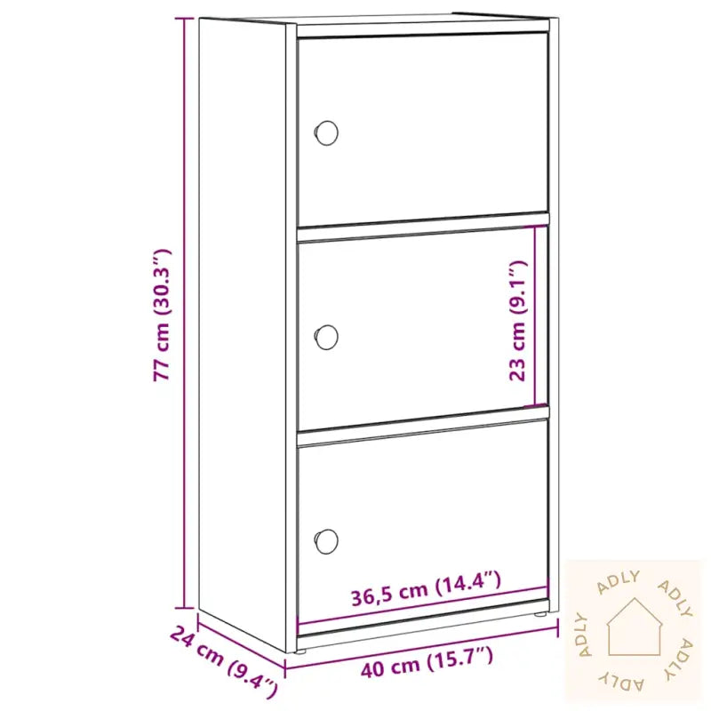 Bokhylle Svart Eik 40X24X77 Cm Konstruert Tre