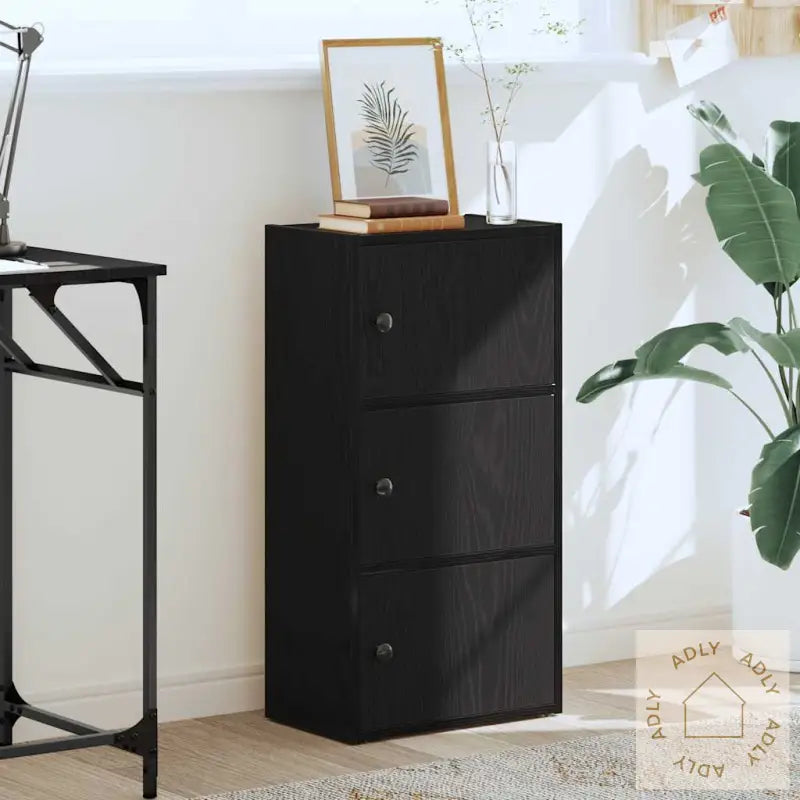 Bokhylle Svart Eik 40X24X77 Cm Konstruert Tre