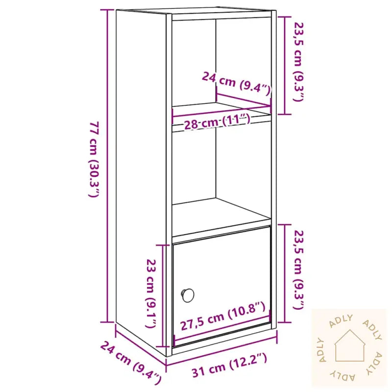 Bokhylle Svart Eik 31X24X77 Cm Konstruert Tre