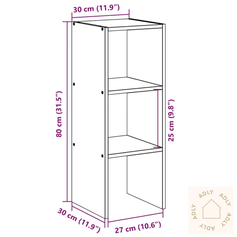 Bokhylle Stablebar Svart Eik 30X30X80 Cm Konstruert Tre