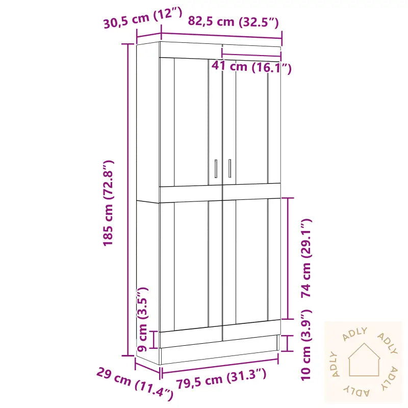 Hyller 2 Stk Svart Eik 82,5X30,5X185 Cm