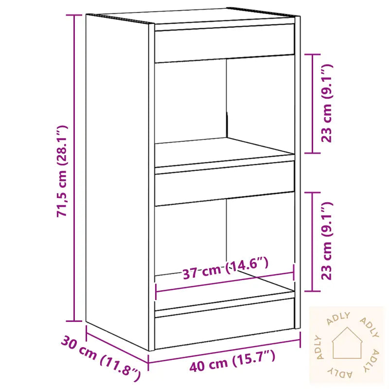 Bokskap/Romskiller Svart Eik 40X30X71,5 Cm