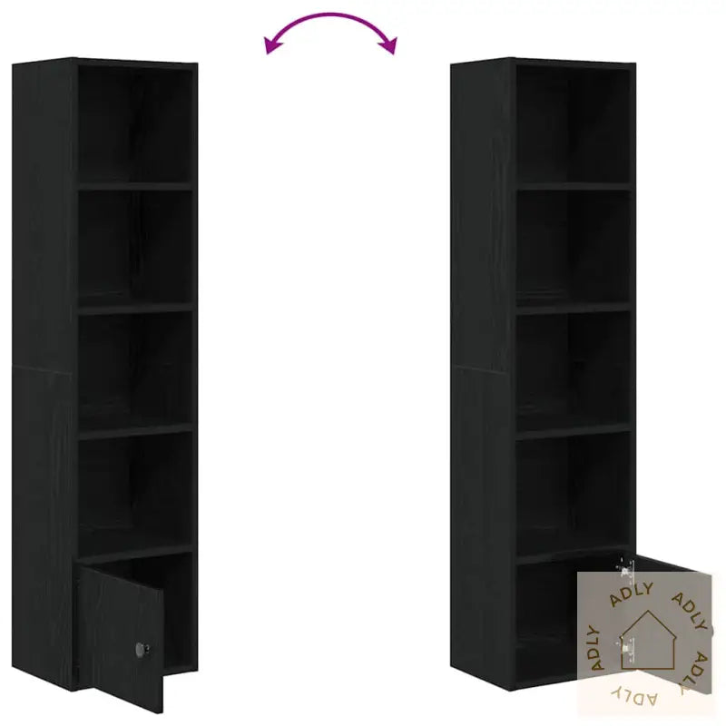 Bokhylle Svart Eik 31X24X127 Cm Konstruert Tre