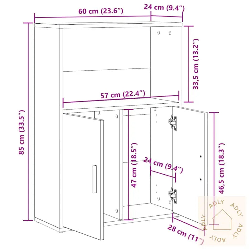 Bokhylle Svart Eik 60X24X85 Cm Konstruert Tre