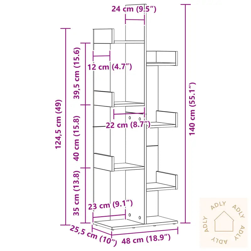Bokhylle Svart Eik 48X25,5X140 Cm Ingeniørtre