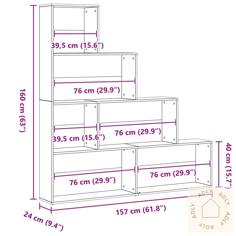 Bokhylle/Romdeler Svart Eik 155X24X160Cm Konstruert Tre