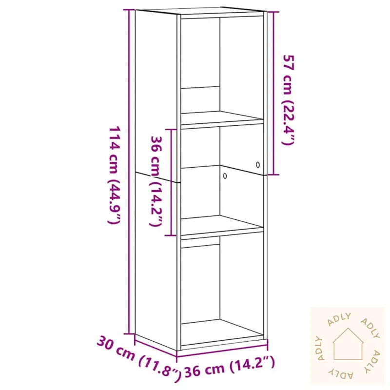 Bokhylle Svart Eik 36X30X114 Cm Konstruert Tre
