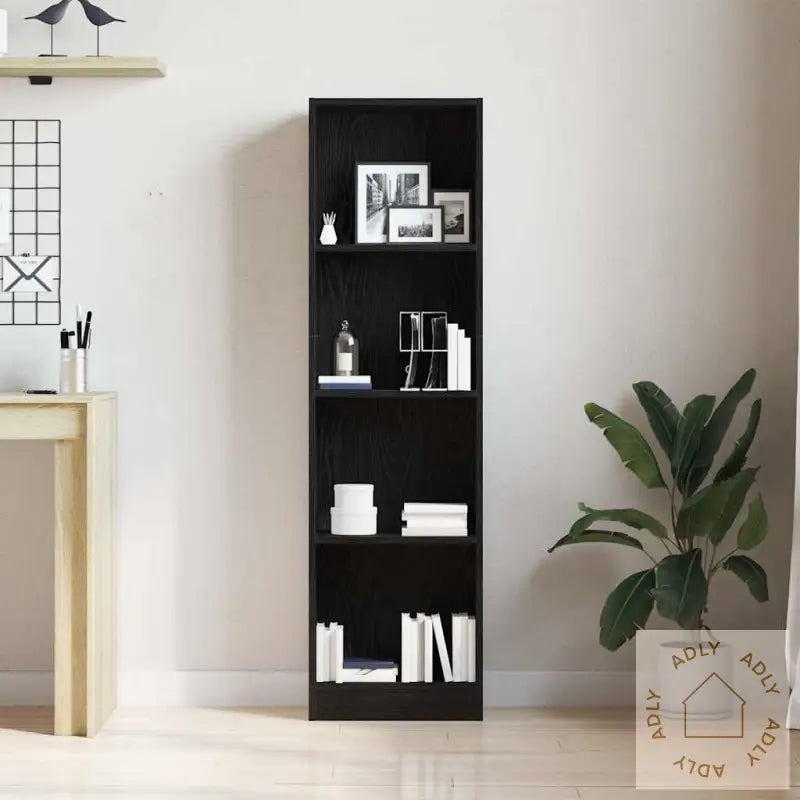 Bokhylle Svart Eik 40X24X143 Cm Konstruert Tre