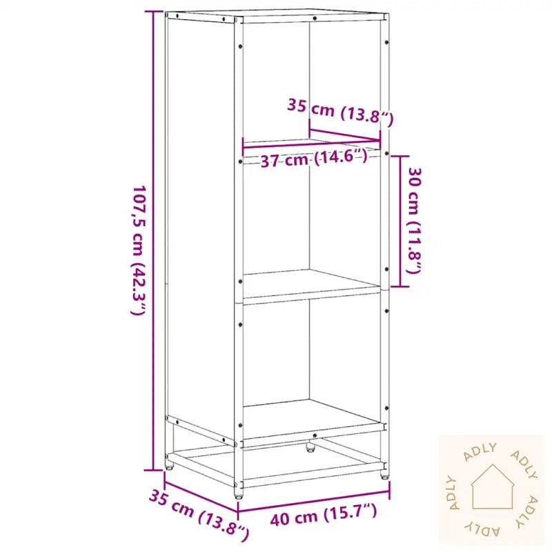 Bokhylle Sonoma Eik 40X35X107,5 Cm Konstruert Tre