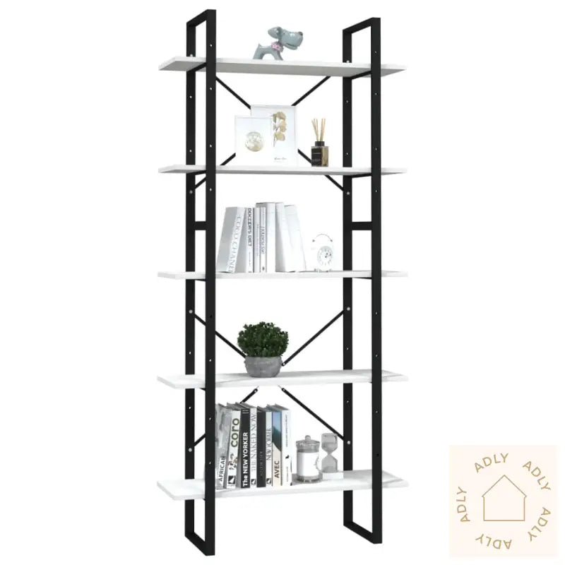 Bokhylle 5 Nivåer Hvit 80X30X175 Cm Heltre Furu