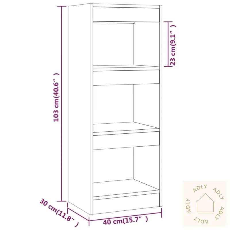 Bokhylle/Romdeler Sonoma Eik 40X30X103 Cm Konstruert Tre