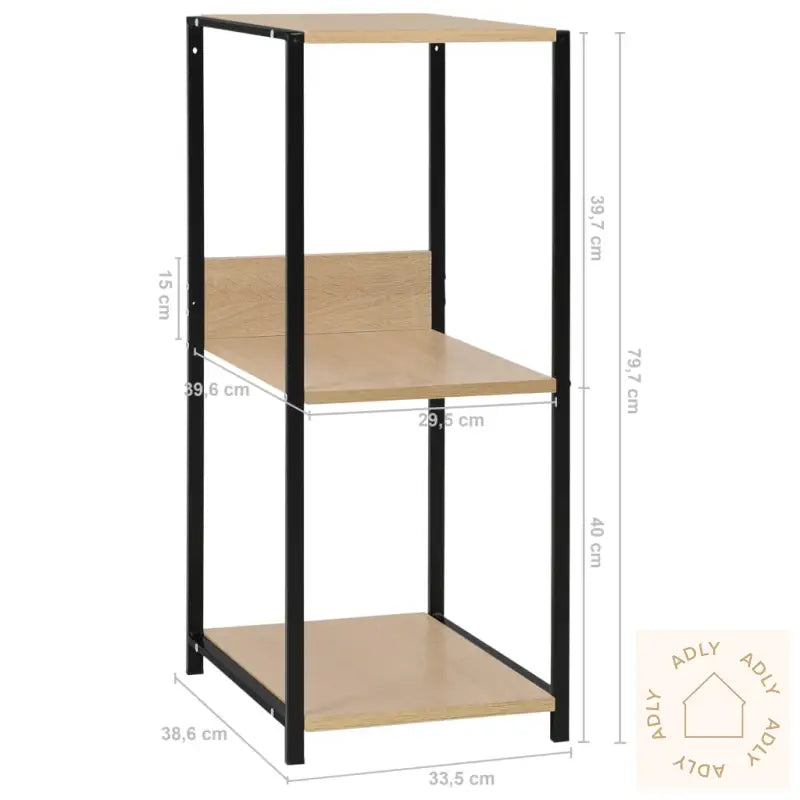 Liten Rett Bokhylle Svart Eik 33,5X39,6X79,7 Cm Konstruert Tre
