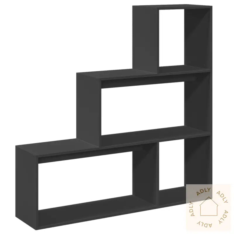 Romdeler Bokhylle 3 Etasjer Svart 123X29X123 Cm Konstruert Tre