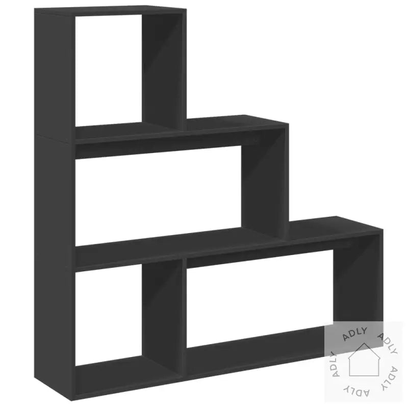 Romdeler Bokhylle 3 Etasjer Svart 123X29X123 Cm Konstruert Tre