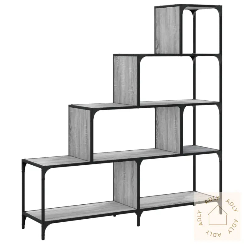 Bokhylle 4 Etasjer Grå Sonoma 139X33,5X149 Cm Konstruert Tre