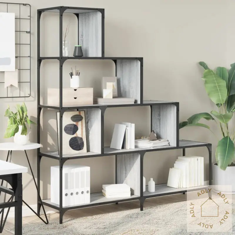 Bokhylle 4 Etasjer Grå Sonoma 139X33,5X149 Cm Konstruert Tre