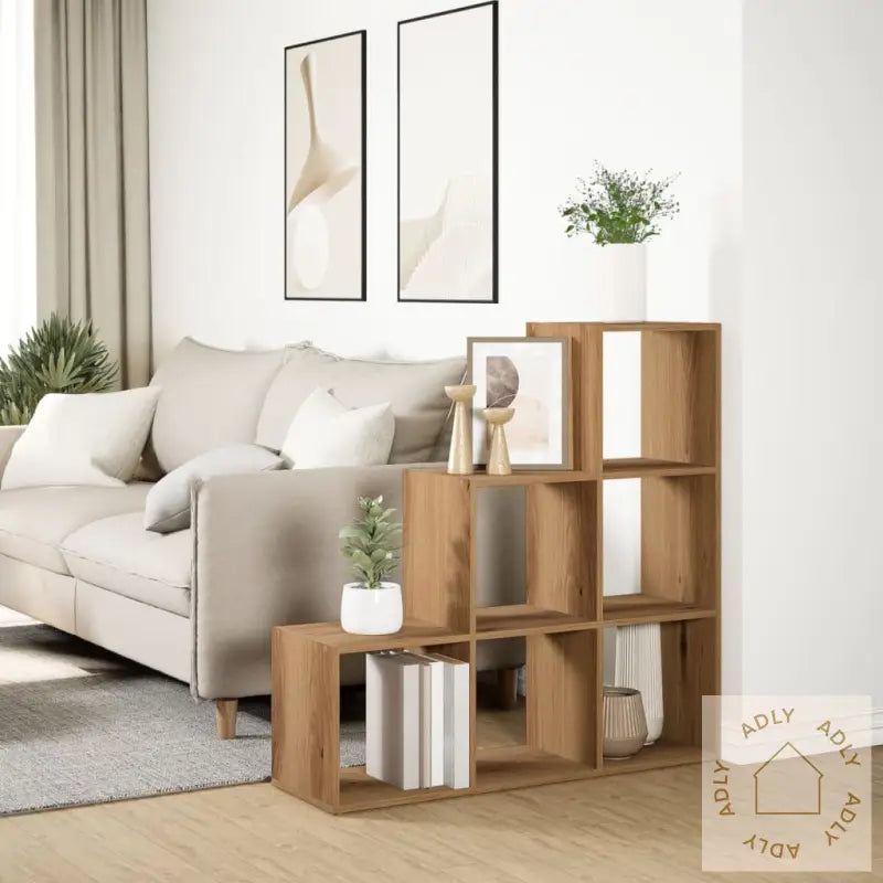 Romdeler Bokhylle 3 Lag Artisan Eik 99X29X99 Cm Konstruert Tre