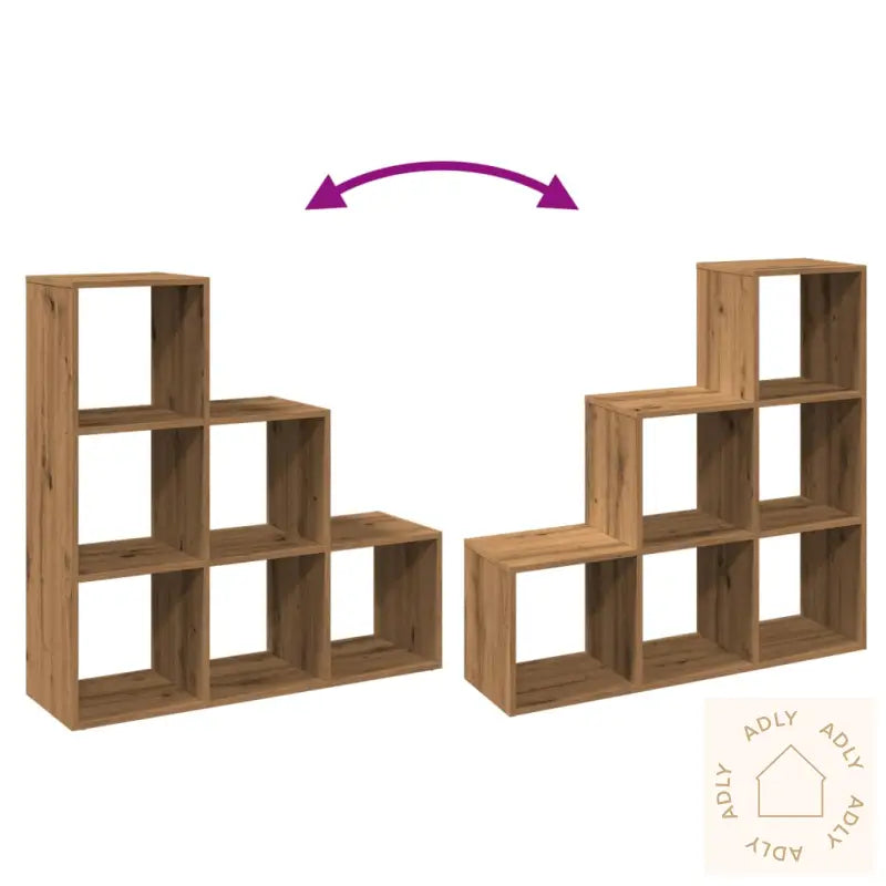 Romdeler Bokhylle 3 Lag Artisan Eik 99X29X99 Cm Konstruert Tre