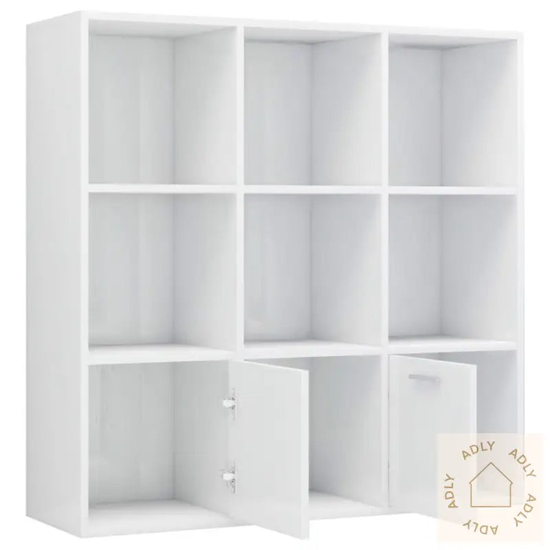 Bokhylle Høyglans Hvit 98X30X98 Cm Konstruert Tre