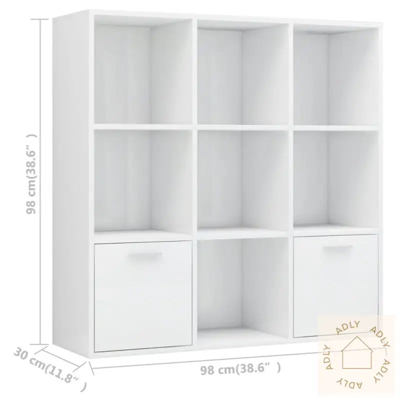Bokhylle Høyglans Hvit 98X30X98 Cm Konstruert Tre