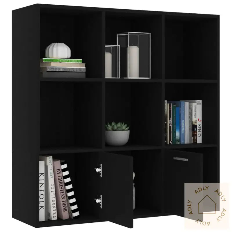Bokhylle Svart 98X30X98 Cm Konstruert Tre