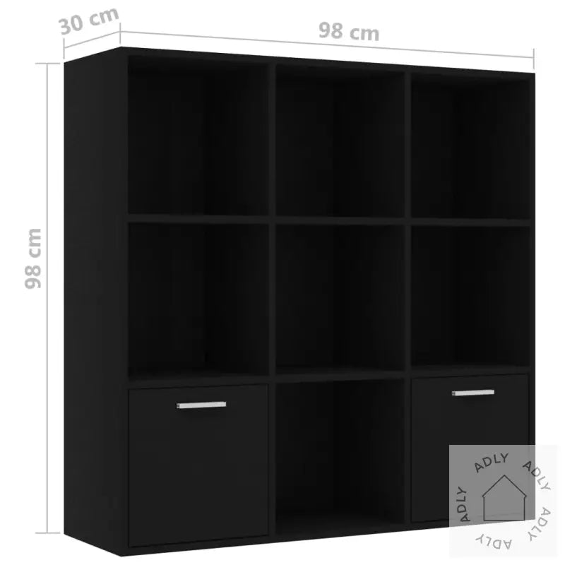 Bokhylle Svart 98X30X98 Cm Konstruert Tre