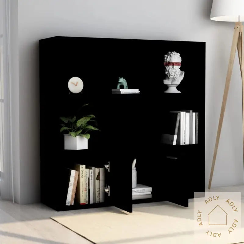 Bokhylle Svart 98X30X98 Cm Konstruert Tre
