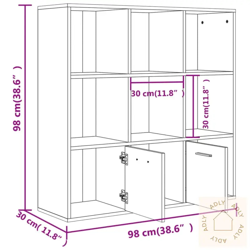Bokhylle Sonoma Eik 98X30X98 Cm Konstruert Tre
