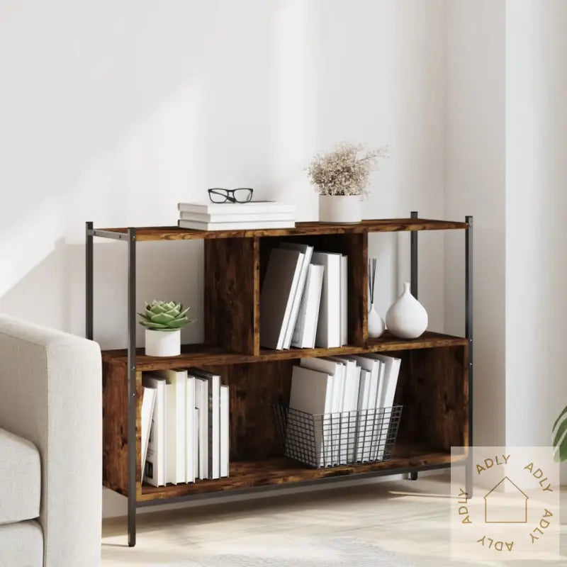 Bokhylle Røkt Eik 102X28X77,5 Cm Konstruert Tre