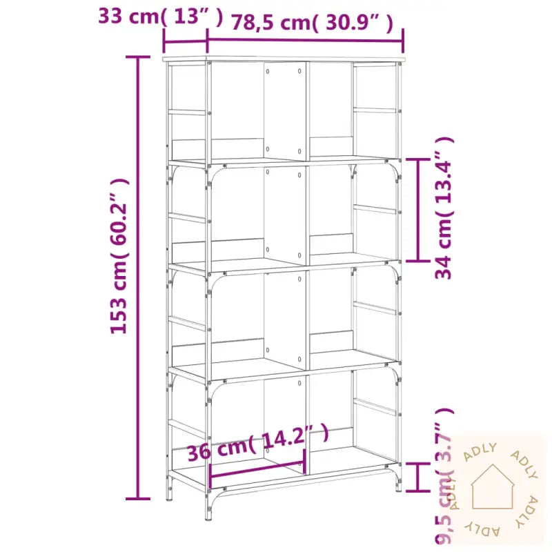 Bokhylle Svart 78,5X33X153 Cm Konstruert Tre