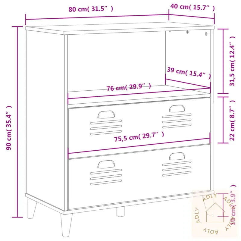 Bokhylle Viken Hvit 80X40X90 Cm Konstruert Tre