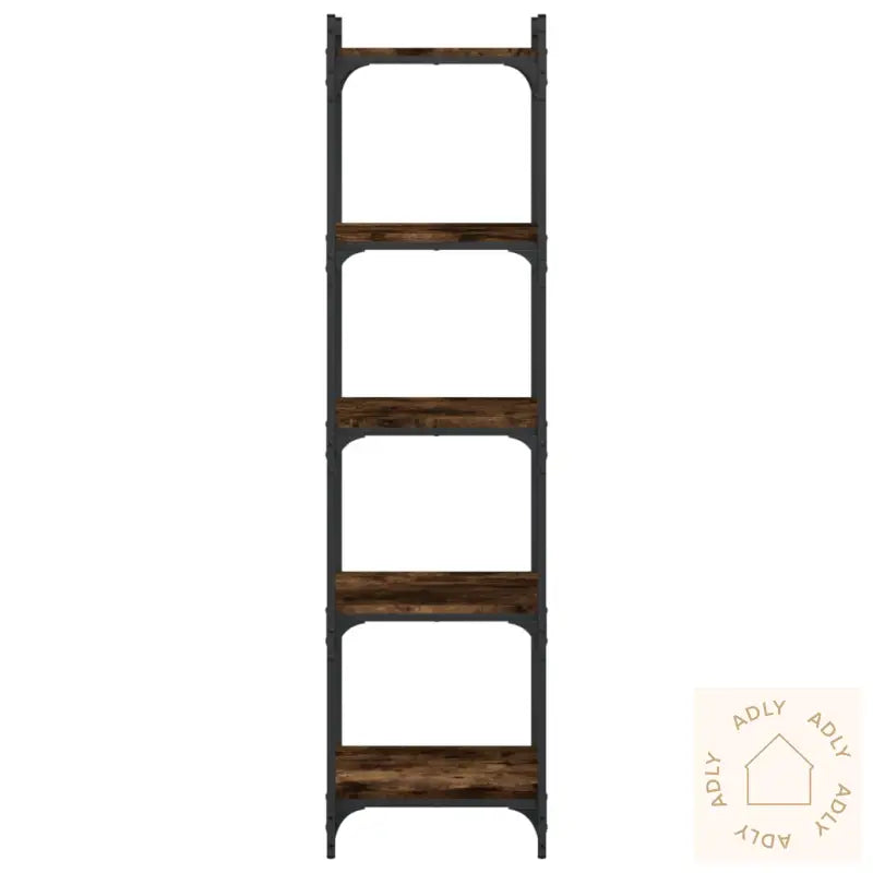 Bokhylle 5 Etasjer Røkt Eik 40X30X154 Cm Konstruert Tre