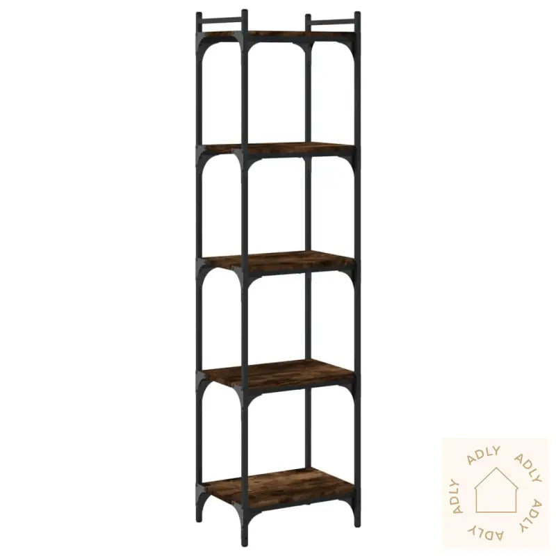 Bokhylle 5 Etasjer Røkt Eik 40X30X154 Cm Konstruert Tre