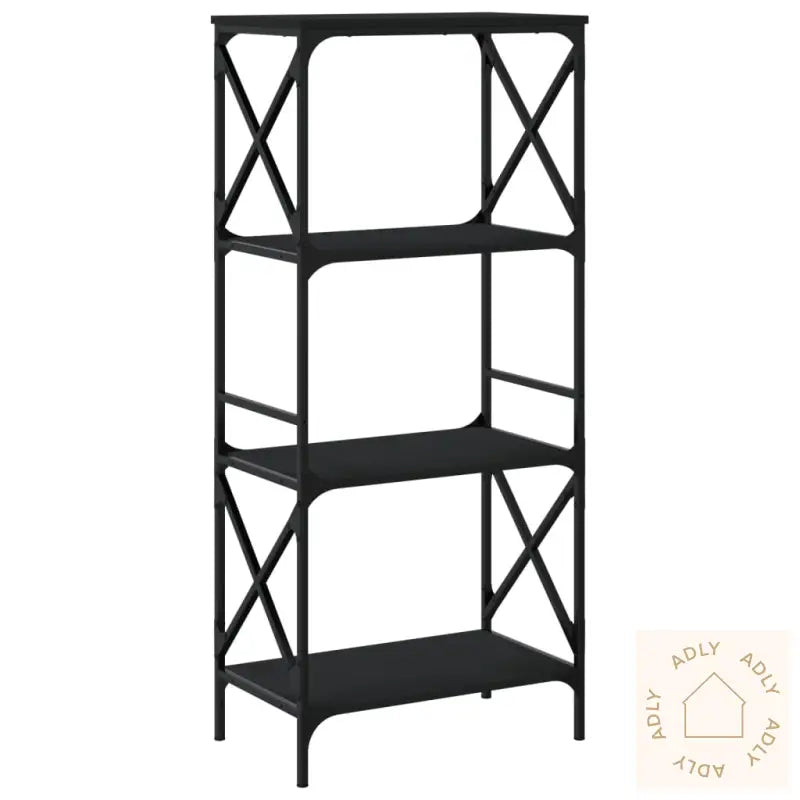 Bokhylle 4 Etasjer Svart 59X35X132 Cm Konstruert Tre