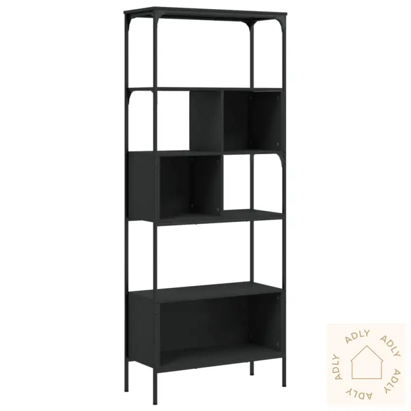 Bokhylle 5 Etasjer Svart 76X33X188,5 Cm Konstruert Tre