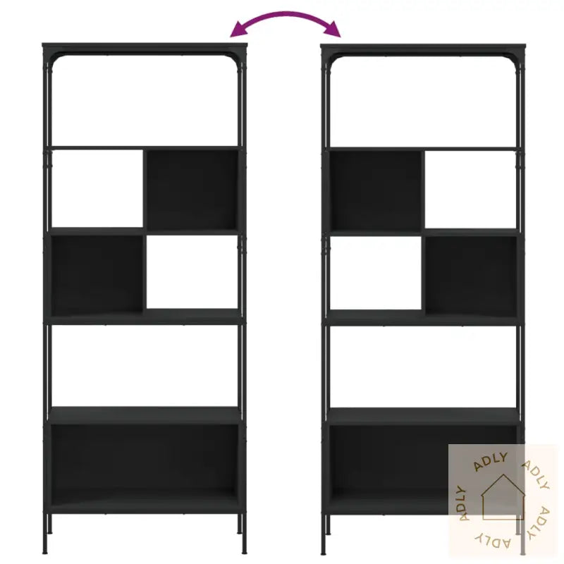 Bokhylle 5 Etasjer Svart 76X33X188,5 Cm Konstruert Tre